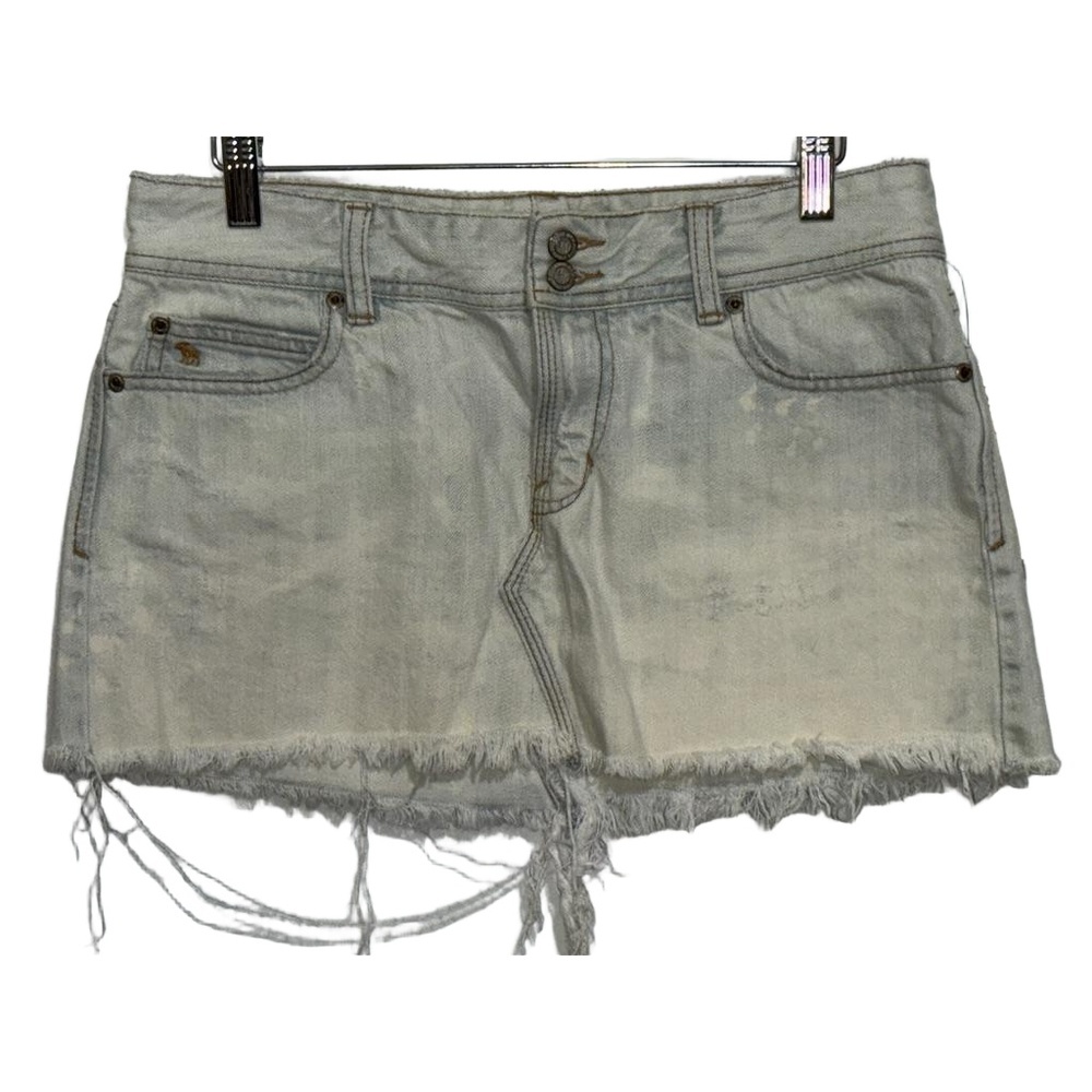 NEW Abercrombie & Fitch Blue Denim Light Wash Distressed Cotton Mini Skirt Sz 6